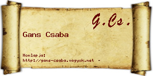 Gans Csaba névjegykártya